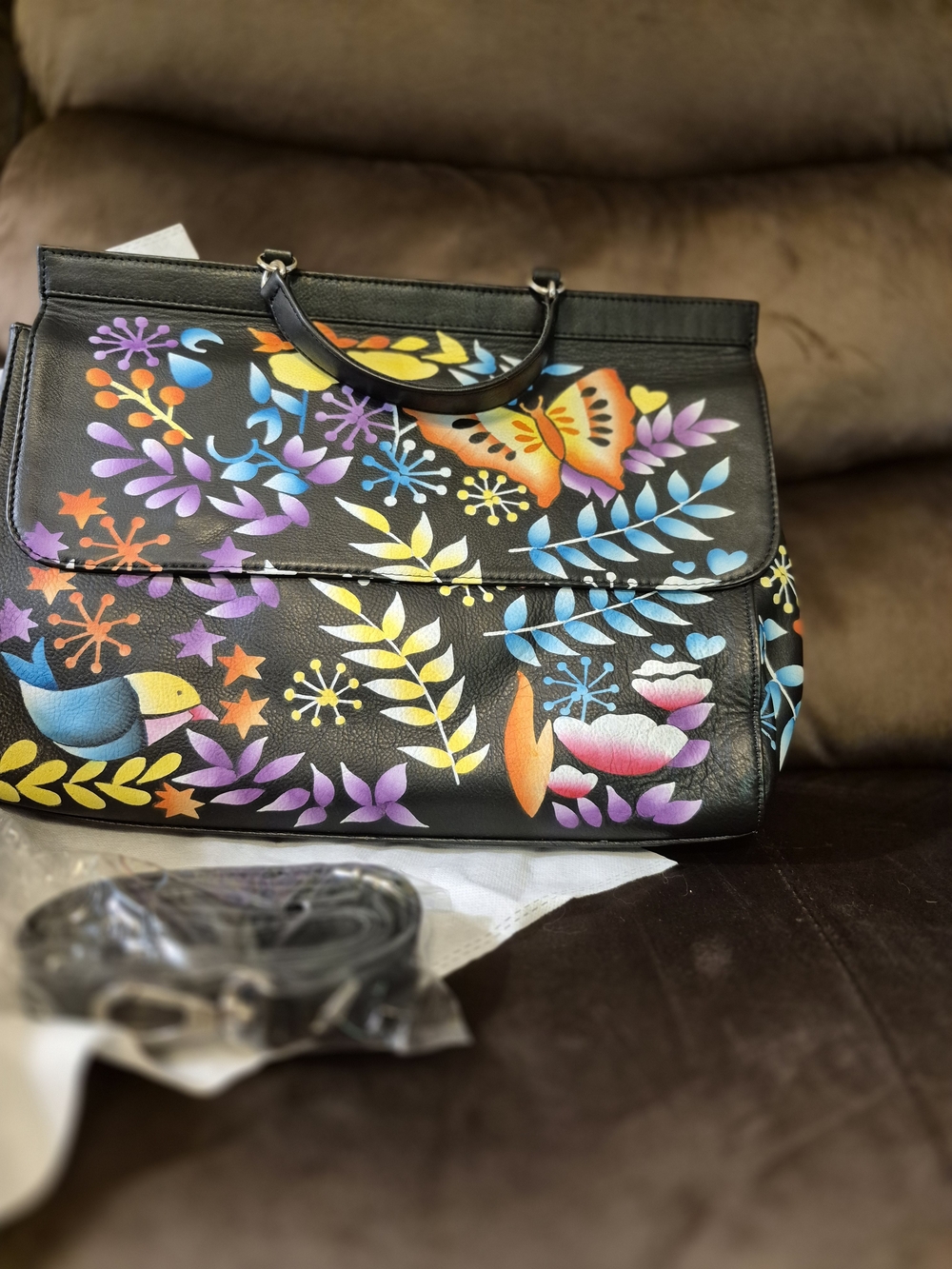 Black Floral & Butterfly Tote Bag